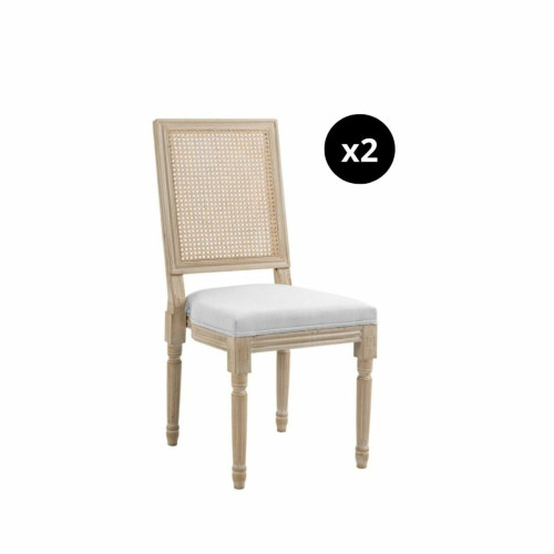 3S. x Home - Lot de 2 chaises en bois massif et en tissu Gris - La Salle A Manger Design