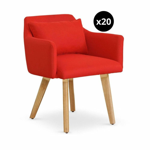 3S. x Home - Lot de 20 chaises / fauteuils scandinaves Gybson Tissu Rouge - Meuble Et Déco Design