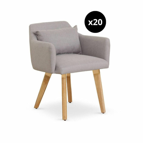 3S. x Home - Lot de 20 chaises / fauteuils scandinaves Gybson Tissu Beige - Chaise Design
