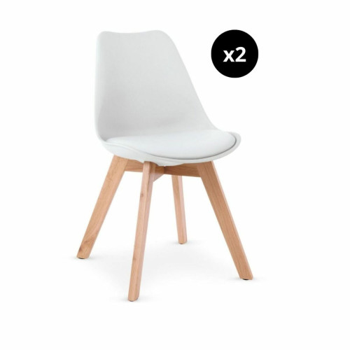 3S. x Home - Lot de 2 Chaises Scandinaves Blanches SYDALS - Chaise Design