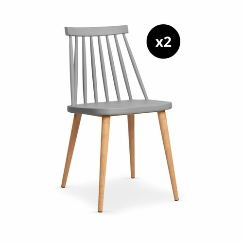 3S. x Home - Lot de 2 Chaises Scandinaves Grises GATOU - Chaise Design