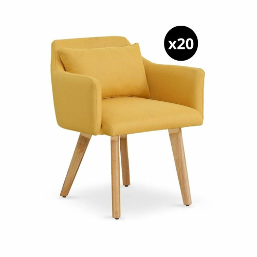 3S. x Home - Lot de 20 chaises / fauteuils scandinaves Gybson Tissu Jaune - Chaise Design