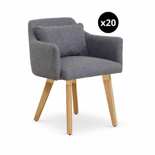 3S. x Home - Lot de 20 chaises / fauteuils scandinaves Gybson Tissu Gris clair - 3S. x Home meuble & déco