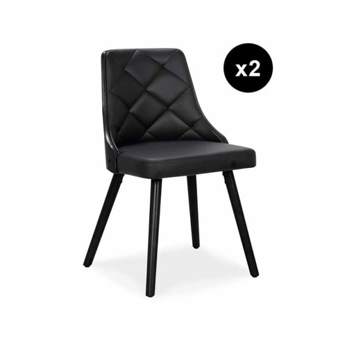 3S. x Home - Lot De 2 Chaises Scandinaves LALO Marron Noir Et Simili Noir - Chaise Design