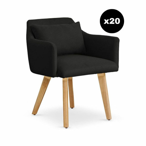 3S. x Home - Lot de 20 chaises / fauteuils scandinaves Gybson Tissu Noir - Chaise Design