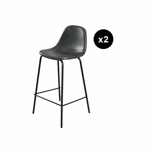 Macabane - Lot de 2 tabourets de bar hauteur d'assise 65 cm noirs - Macabane meubles & déco