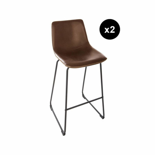 3S. x Home - lot de 2 Tabourets de bar marron - Chaise Et Tabouret Et Banc Design