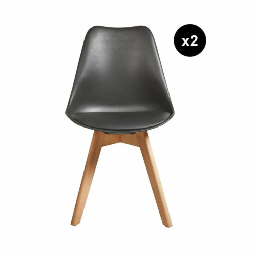 Lot de 6 chaises coque pieds en bois NORVÈGE Noir Noir 3S. x Home Meuble & Déco