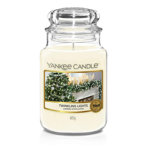 Yankee Candle Bougie - Bougie Grand Modèle Twinkling Lights - Lumières Scintillantes - Yankee candle bougie deco
