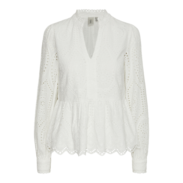 Blouse manches longues détail péplum blanc en coton YAS Mode femme
