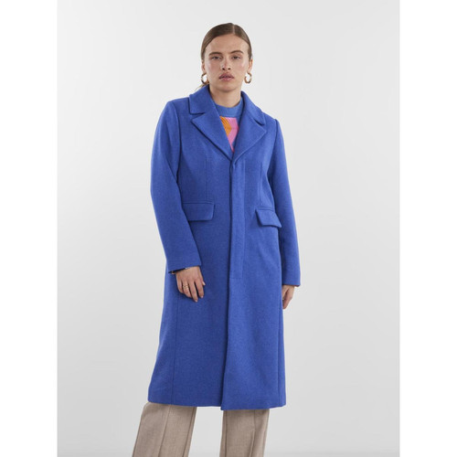 YAS - Manteau col italien bleu - Manteaux femme bleu