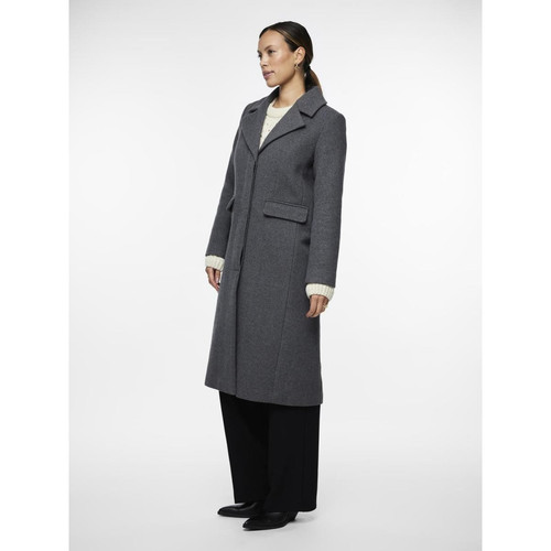 YAS - Manteau col italien gris Xia - Manteaux femme gris