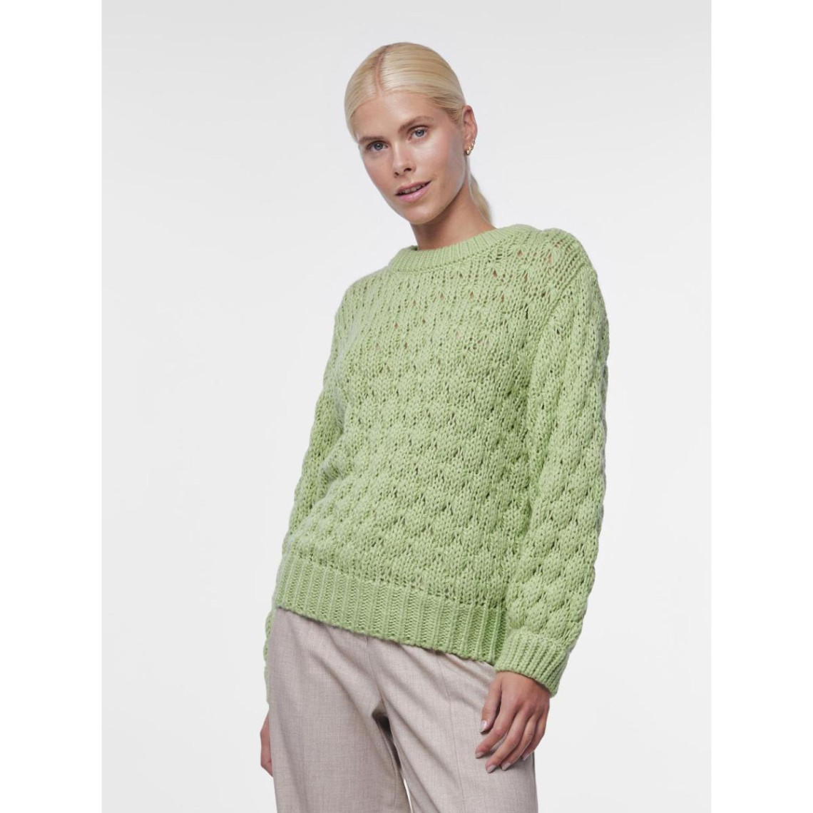 Pull manches longues vert femme