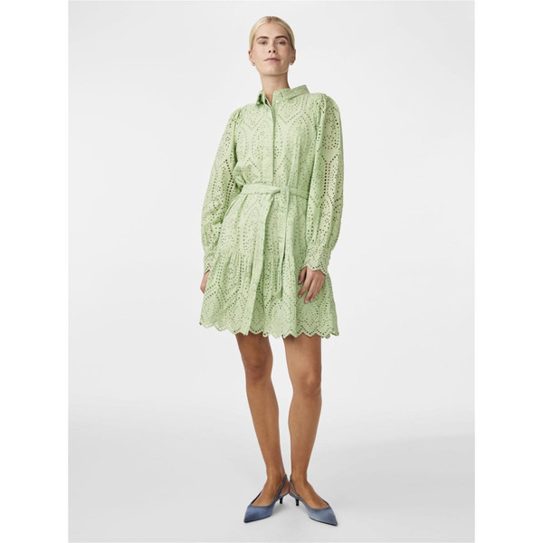 Robe courte manches longues vert en coton YAS Mode femme