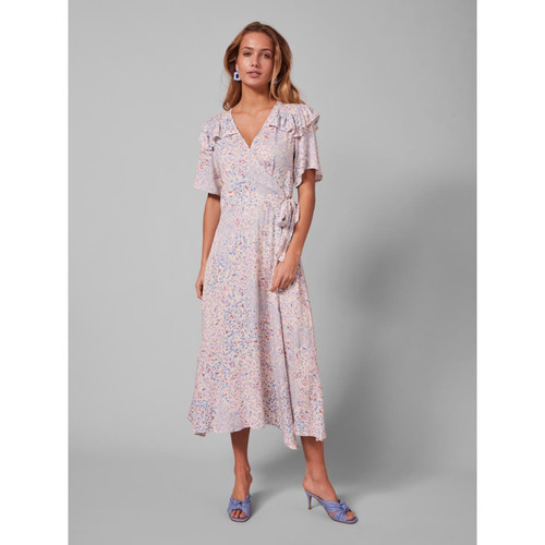 YAS - Robe midi manches longues rose - Robes longues femme rose