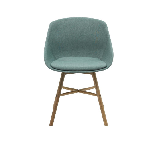 Zago - Chaise repas tissu vert sapin pieds chêne foncé - Chaise Design