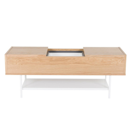 Zago - Table basse : caisson et plateaux côtés amovibles : MDF placage chêne vernis - Table Basse Design